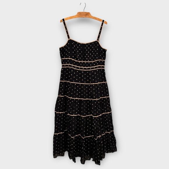 Ulla Johnson Clemente Abstract Print Tiered Cotton Midi Sundress Size 12 - Picture 5 of 13